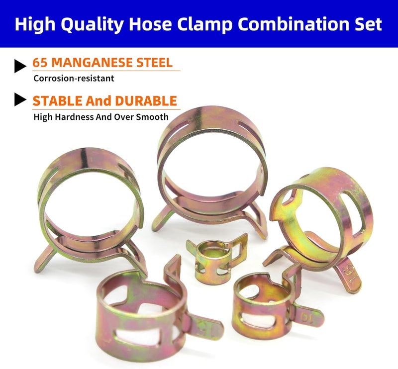 NexSync 100 Pcs Adjustable Spring Hose Clamps, Spring Band Clips Clamps Kit, Silicone Vacuum Hose Water Pipe Air Tube Low Pressure Clamps Fastener Assortment Kit - 6mm/7mm/8mm/9mm/10mm - Image 3